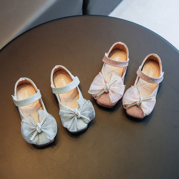 Παιδικά παπούτσια casual με γυαλιστερά σωματίδια και κορδέλα