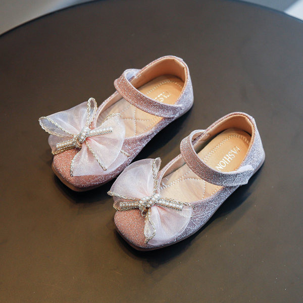 Παιδικά παπούτσια casual με γυαλιστερά σωματίδια και κορδέλα
