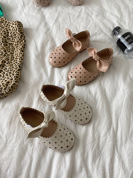 Bērnu ādas apavi ar lentītēm divās krāsās