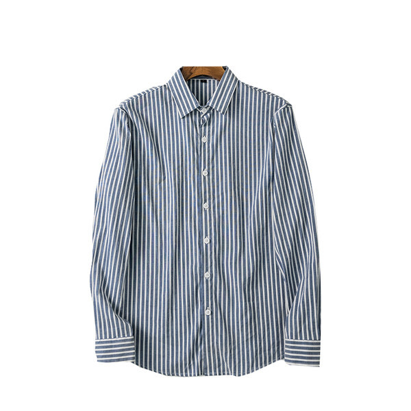 Ριγέ ανδρικό πουκάμισο με κλασικό γιακά και μακριά μανίκια
