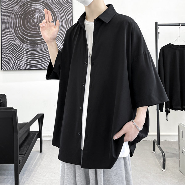 Ανδρικό πουκάμισο με φαρδύ μοντέλο με 3/4 μανίκια