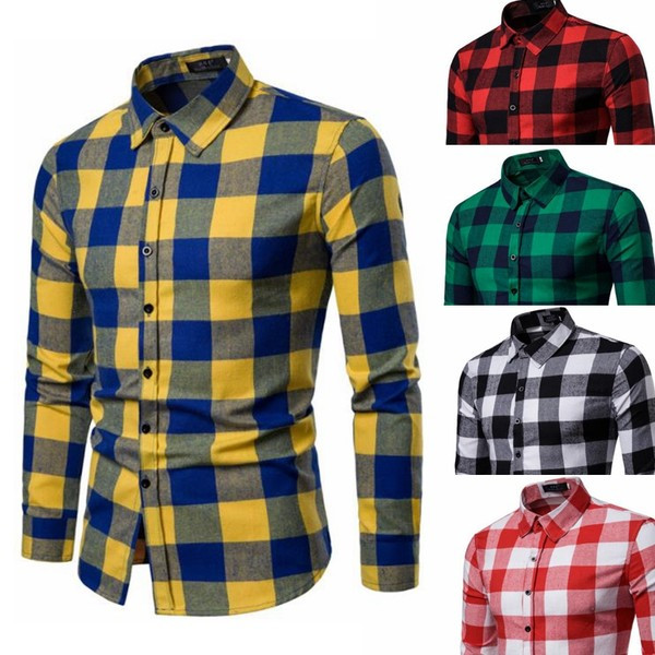Jauna modeļa rūtains vīriešu krekls ar klasisku apkakli vairākās krāsās