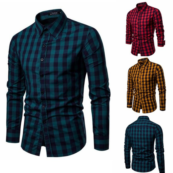 Jauna modeļa rūtains vīriešu krekls ar klasisku apkakli vairākās krāsās