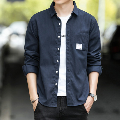 Meeste vabaaja särk pikkade varrukate ja nööpidega