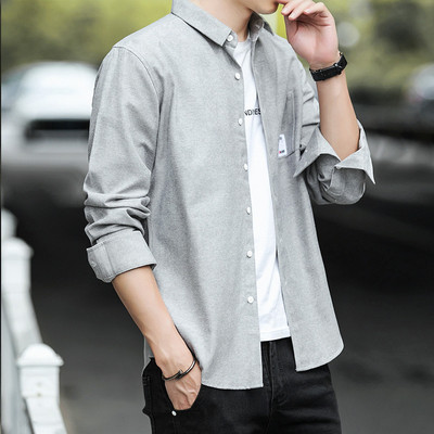 Meeste vabaaja särk pikkade varrukate ja nööpidega