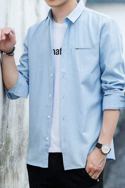 Meeste vabaaja särk pikkade varrukate ja nööpidega