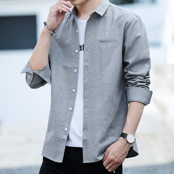 Meeste vabaaja särk pikkade varrukate ja nööpidega