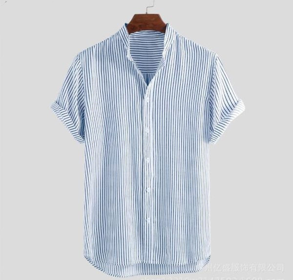 Uus mudel triibuline madala krae ja lühikeste varrukatega meestesärk