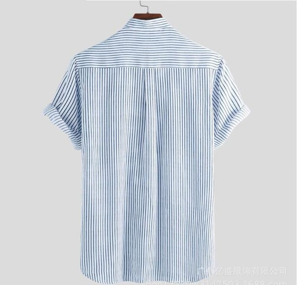 Uus mudel triibuline madala krae ja lühikeste varrukatega meestesärk