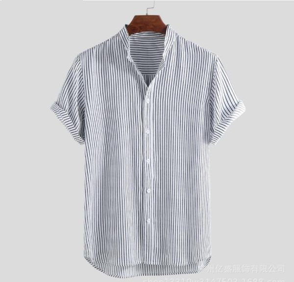 Uus mudel triibuline madala krae ja lühikeste varrukatega meestesärk