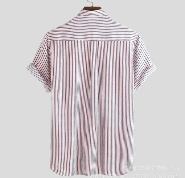 Uus mudel triibuline madala krae ja lühikeste varrukatega meestesärk