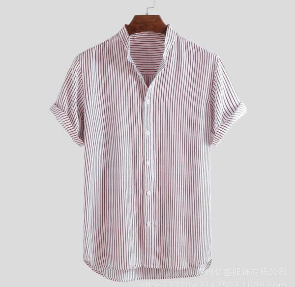 Uus mudel triibuline madala krae ja lühikeste varrukatega meestesärk