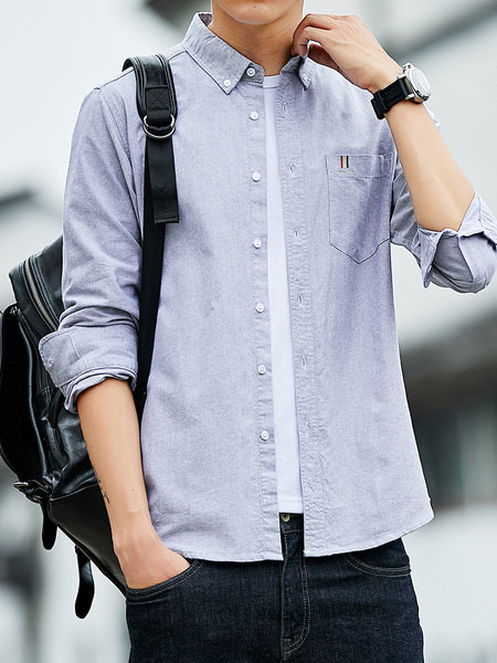 Ανδρικό κομψό πουκάμισο με τσέπη και κουμπιά