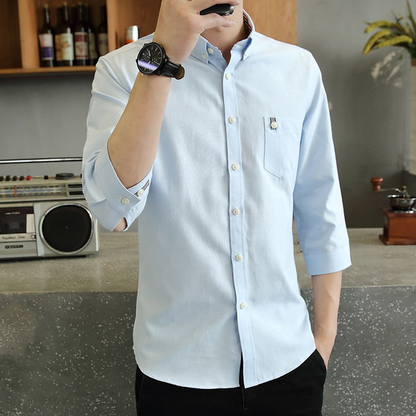 Vīriešu krekls ar 7/8 piedurkņu pogām un kabatām