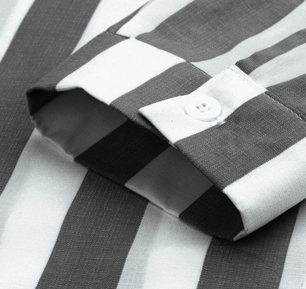 Jauna modeļa vīriešu svītrains krekls ar apkakli un garām piedurknēm