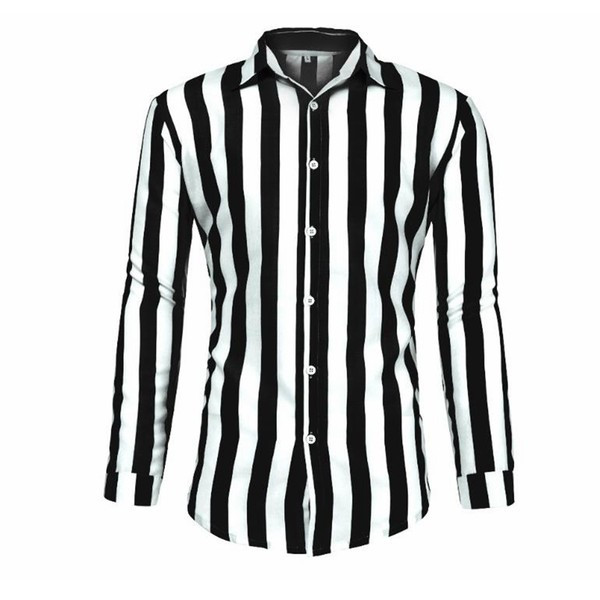 Jauna modeļa vīriešu svītrains krekls ar apkakli un garām piedurknēm