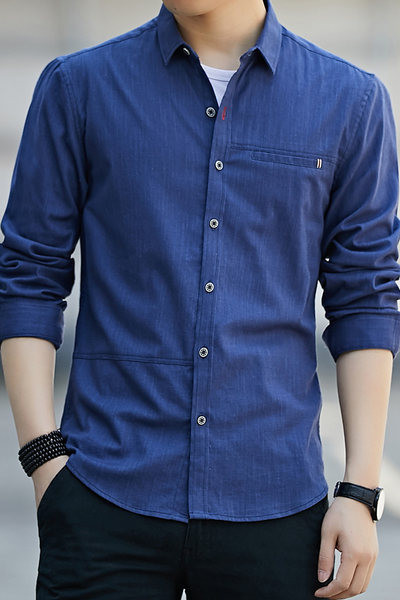 Vīriešu krekls ar garām piedurknēm un klasiska apkakle