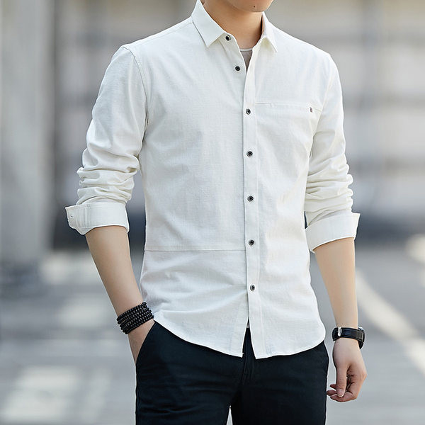 Vīriešu krekls ar garām piedurknēm un klasiska apkakle