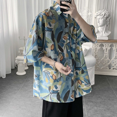 Καλοκαιρινό φαρδύ πουκάμισο με λουλουδάτο μοτίβο