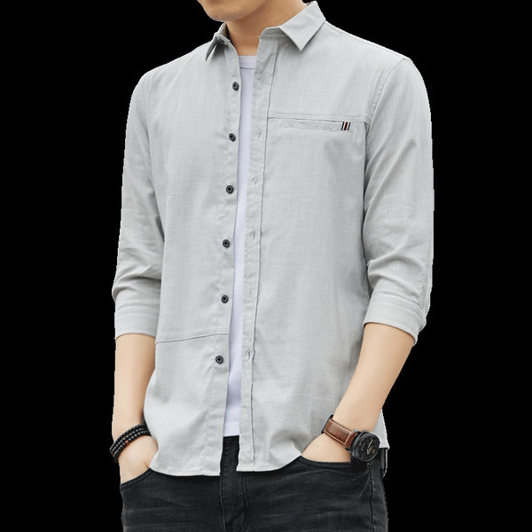 Meeste puuvillane särk klassikalise krae ja nööpidega