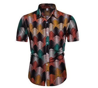 Värviline suvine mitmes värvitoonis klassikalise kraega meestesärk