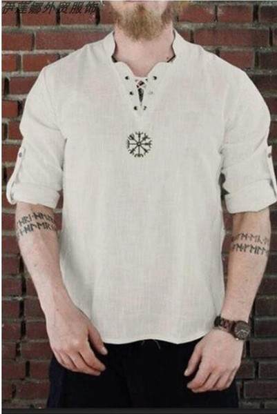 Ikdienas vīriešu krekls ar zemu apkakli un garām piedurknēm