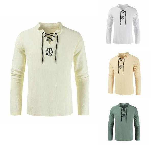 Ikdienas vīriešu krekls ar zemu apkakli un garām piedurknēm