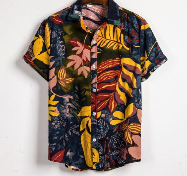 Ikdienas vīriešu krekls ar apkakli un īsām piedurknēm - piemērots vasarai