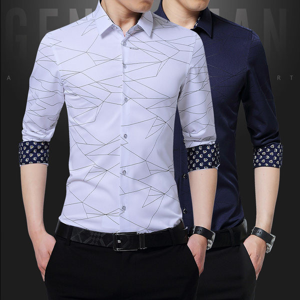 Stilīgs vīriešu krekls ar uzlocītām piedurknēm un pogām