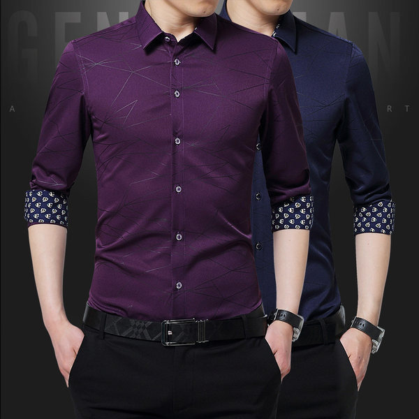 Stilīgs vīriešu krekls ar uzlocītām piedurknēm un pogām