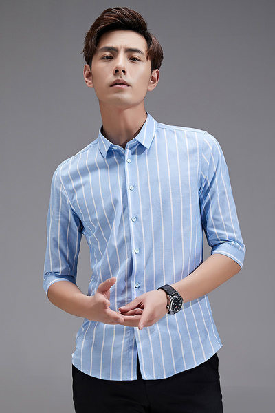 Vīriešu kokvilnas krekls ar garām vai 3/4 piedurknēm