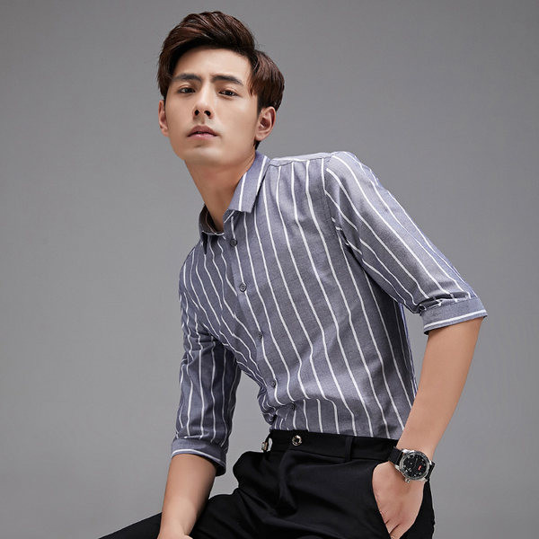 Vīriešu kokvilnas krekls ar garām vai 3/4 piedurknēm