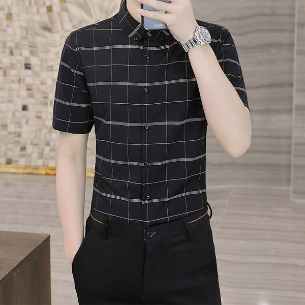 Muška košulja u dvije boje i dugmićima sa kratkim rukavima