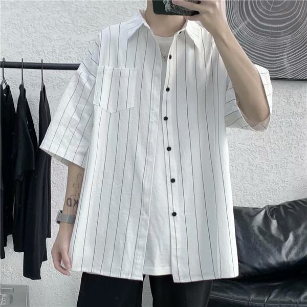 Καλοκαιρινό ριγέ πουκάμισο με 3/4 μανίκια