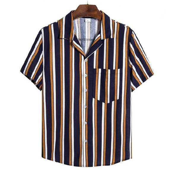 Prugasta muška košulja s džepovima i kratkim rukavima - više boja