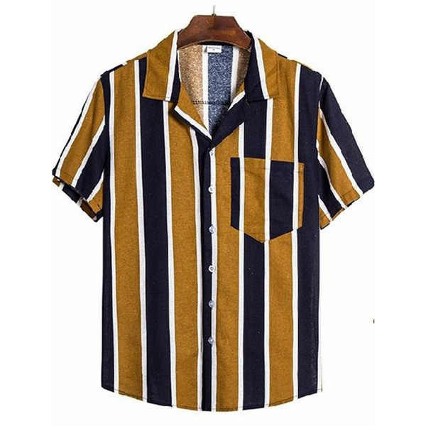 Prugasta muška košulja s džepovima i kratkim rukavima - više boja