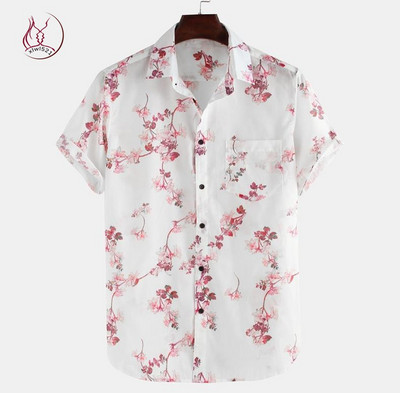 Uue mudeli lühikeste varrukatega lillelise mustriga meeste särk