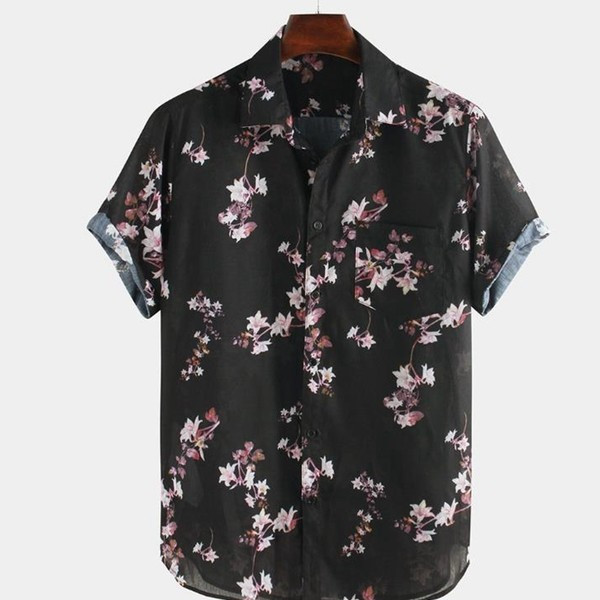 Uue mudeli lühikeste varrukatega lillelise mustriga meeste särk