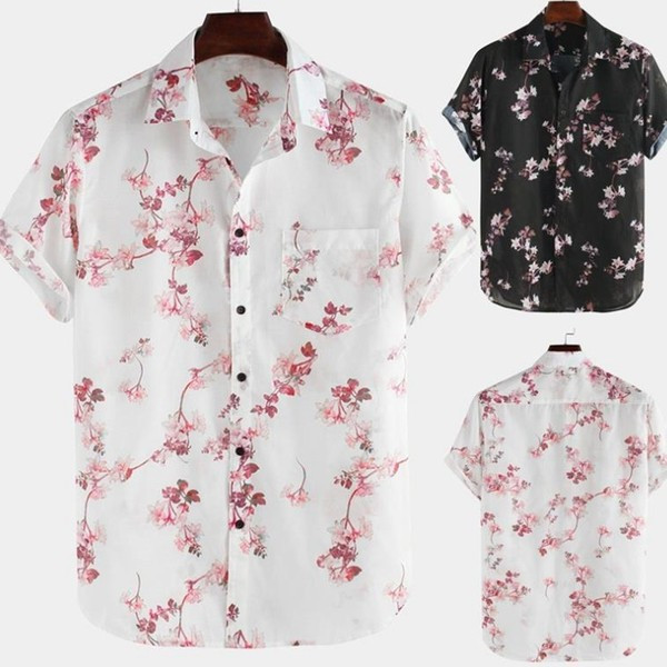 Uue mudeli lühikeste varrukatega lillelise mustriga meeste särk