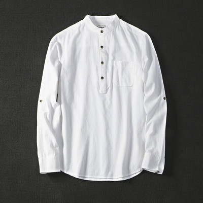 Meeste vabaaja särk madala krae ja nööpidega