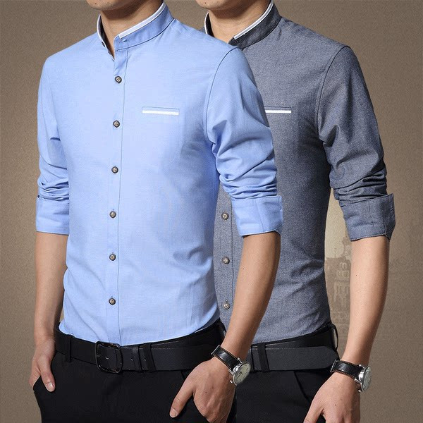 Vīriešu krekls ar O veida kakla izgriezumu un garām piedurknēm