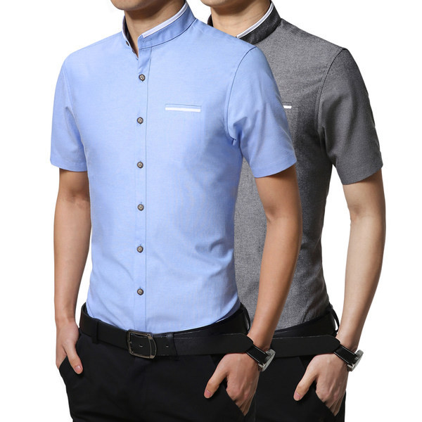 Vīriešu krekls ar O veida kakla izgriezumu un garām piedurknēm