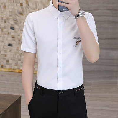 Ανδρικό πουκάμισο με επιγραφή και κεντήματα σε διάφορα χρώματα