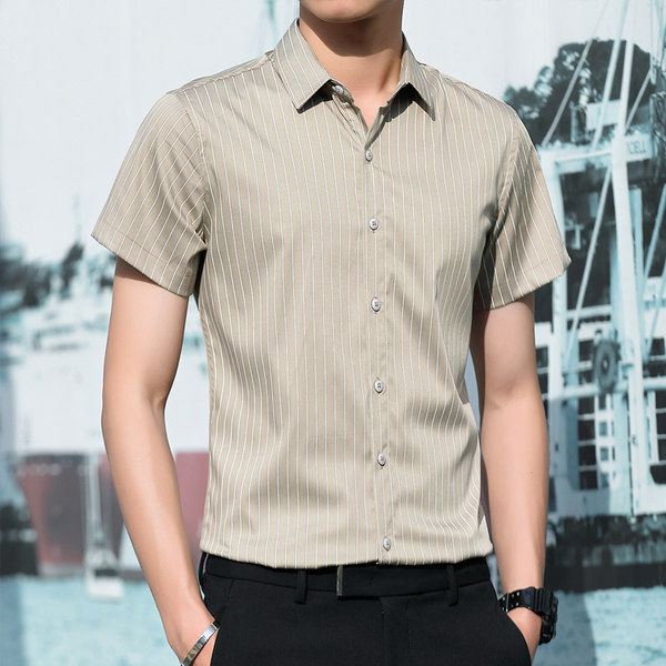 Ανδρικό casual πουκάμισο με κοντά μανίκια και κλασικό κολάρο σε τέσσερα χρώματα