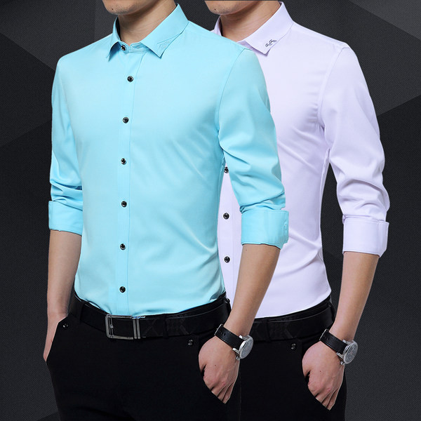 Vīriešu krekls ar garām piedurknēm vairākās krāsās