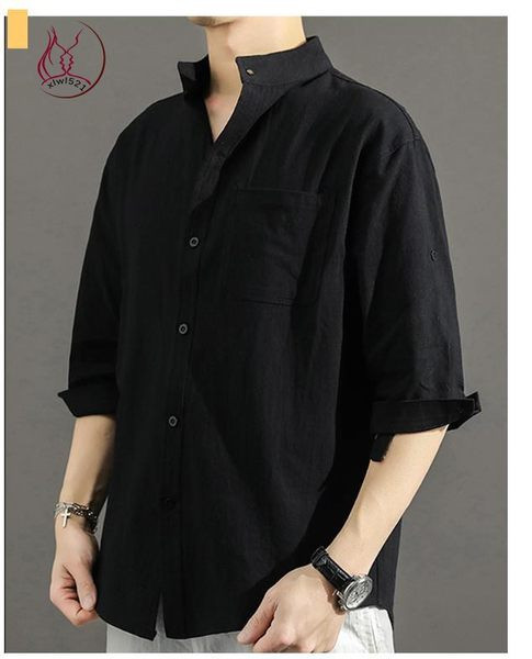 Meeste vabaaja särk madala kraega ja 7/8 varrukatega