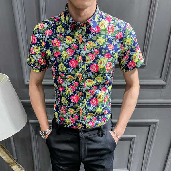 Lillemotiividega meeste vabaaja särk