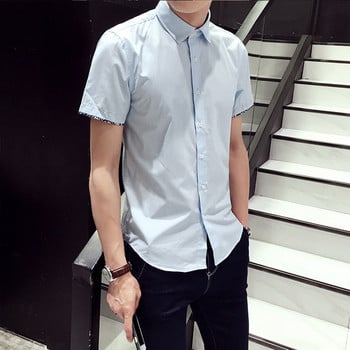 Ανδρικό πουκάμισο με κοντό μανίκι και κλασικό κολάρο - κουμπιά