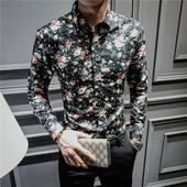 Pikkade varrukatega ja lillemotiividega meeste särk