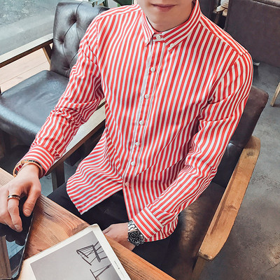 Prugasta košulja s dugim rukavima i klasičnim ovratnikom za muškarce